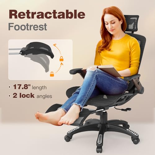Ergonomic Office Chair with Footrest, High Back Mesh Computer Chair with Flip-Up Arm Z210