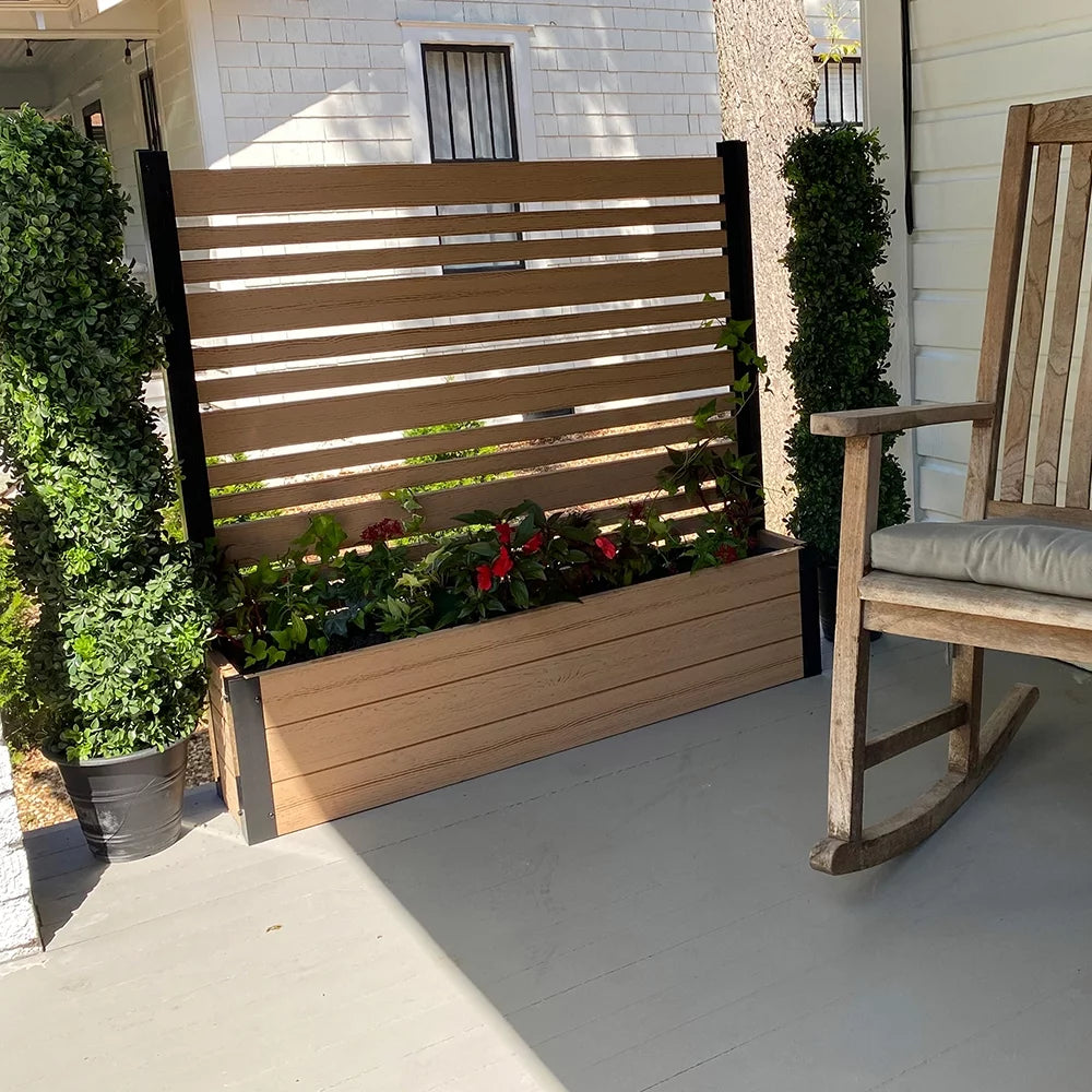 Freestanding Vinyl Outdoor Privacy Screen and Planter Box Kit C693