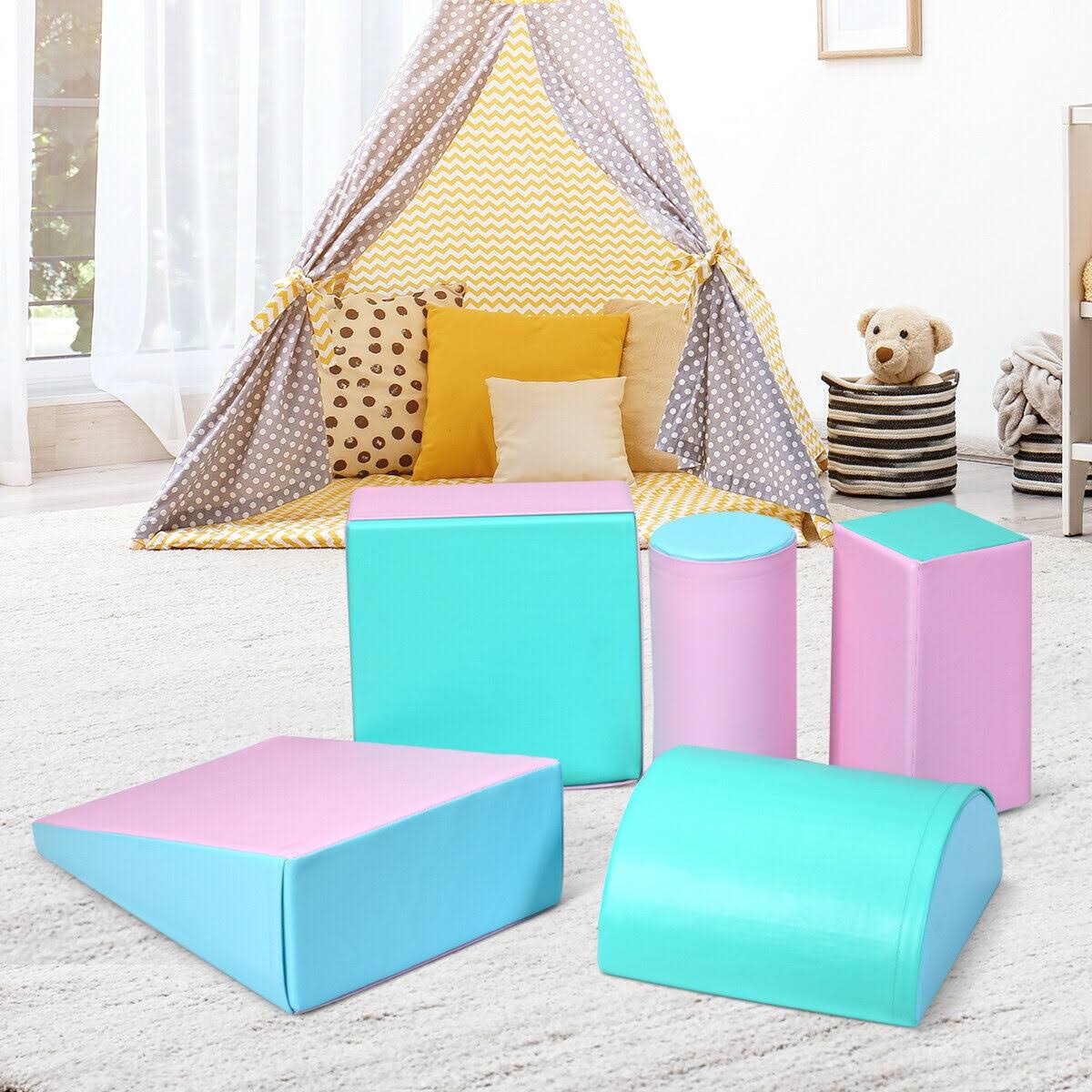 5-Piece Climb Activity Play Foam Blocks Pink D2615