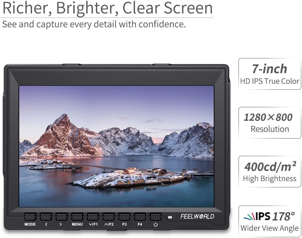 7 Inch 1280x800 IPS 4K HDMI Camera Field Monitor with Sunshade L274