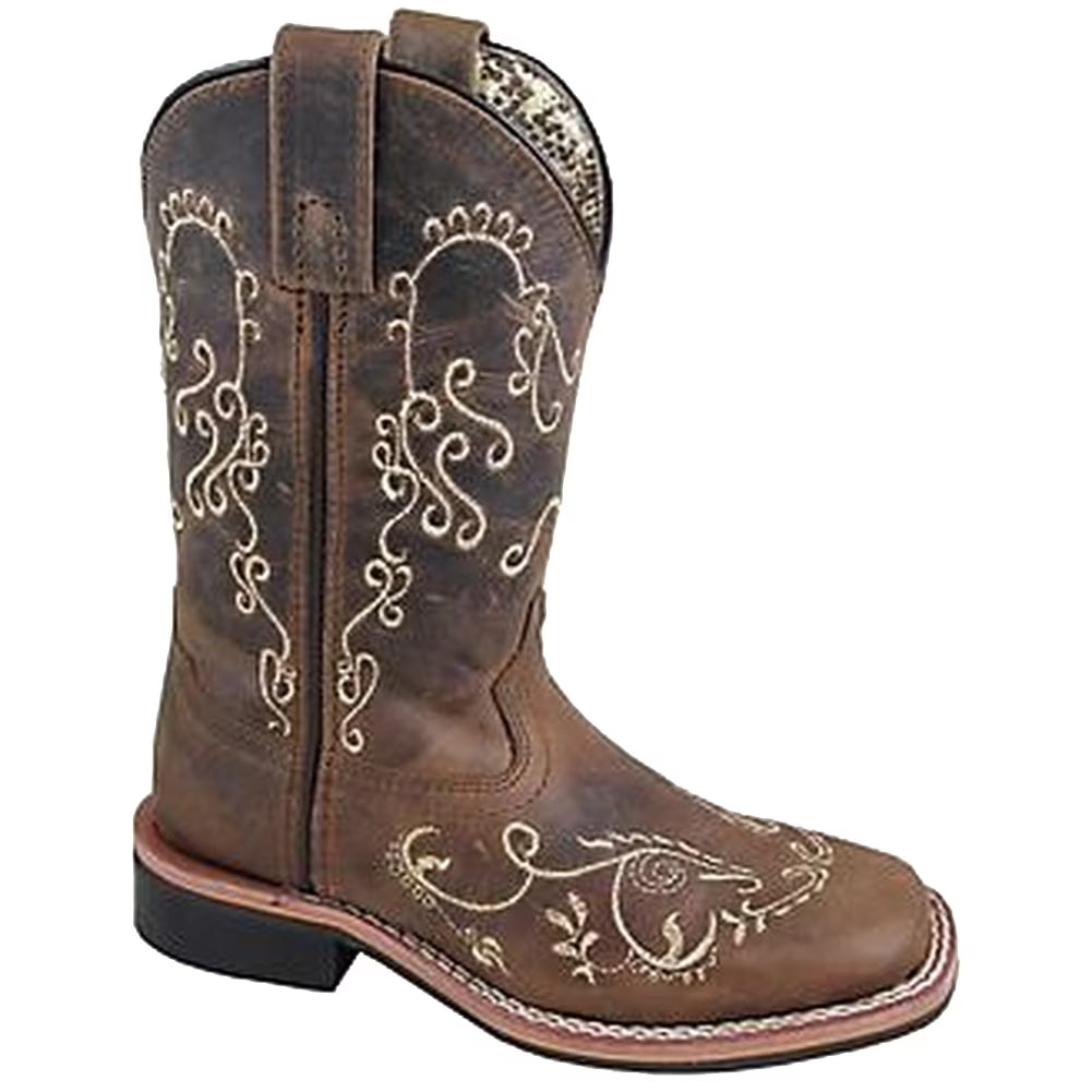 Brown Waxed Distress Girls Western Boots X729