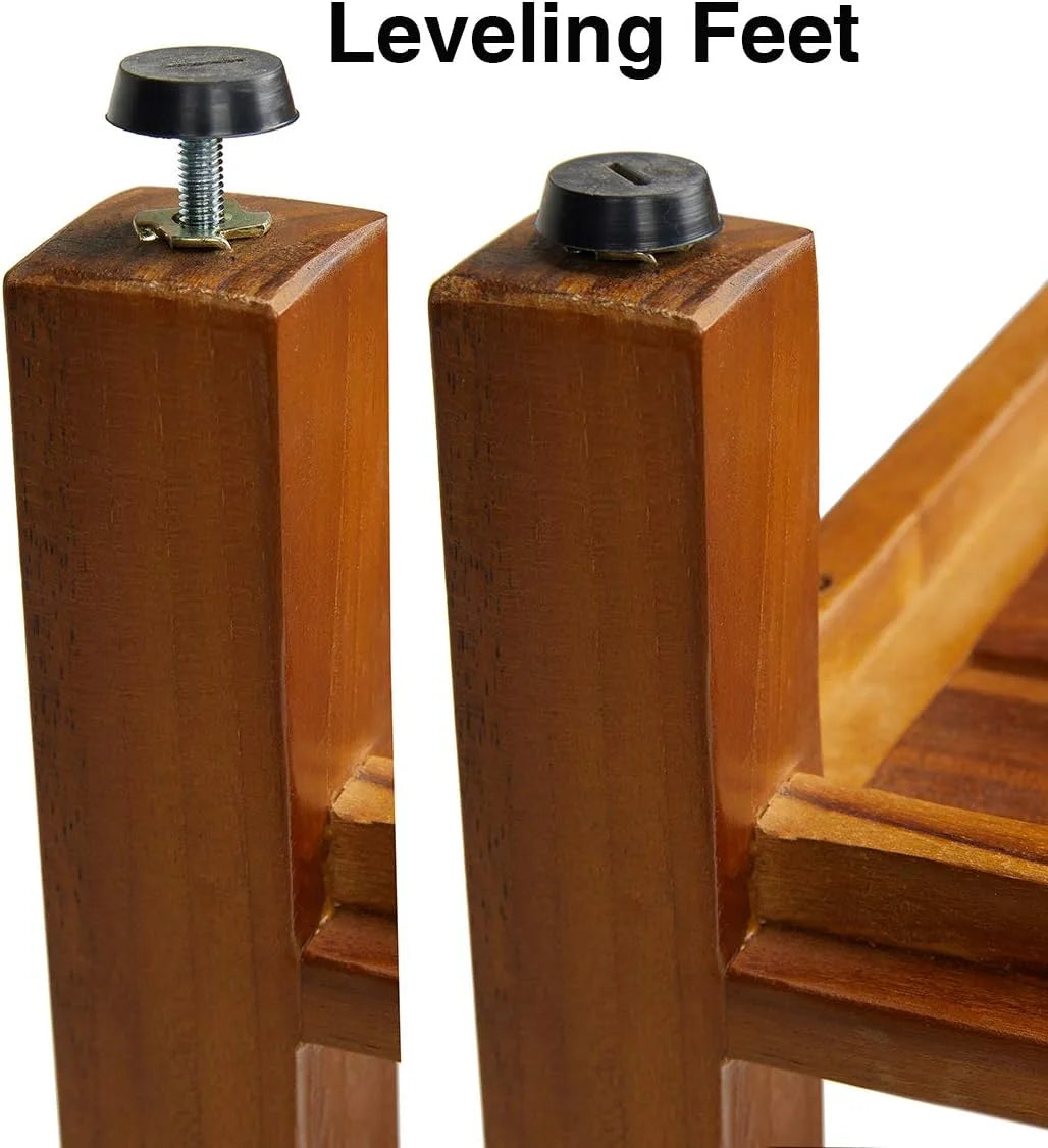 21 Inch Teak Wood Shower Bench with Shelf Z703