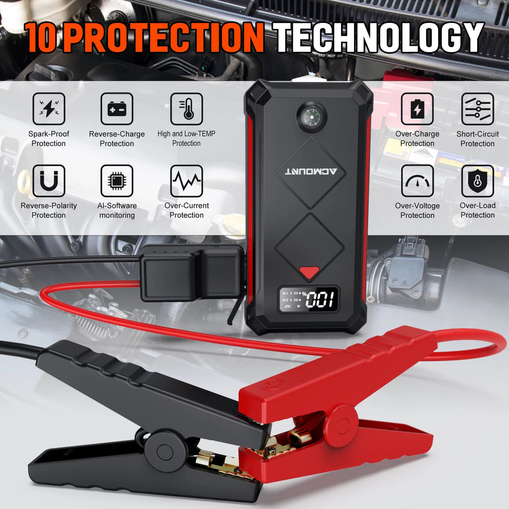 2000A 12V Portable Battery Jump Starter Box with LED Screen H7956