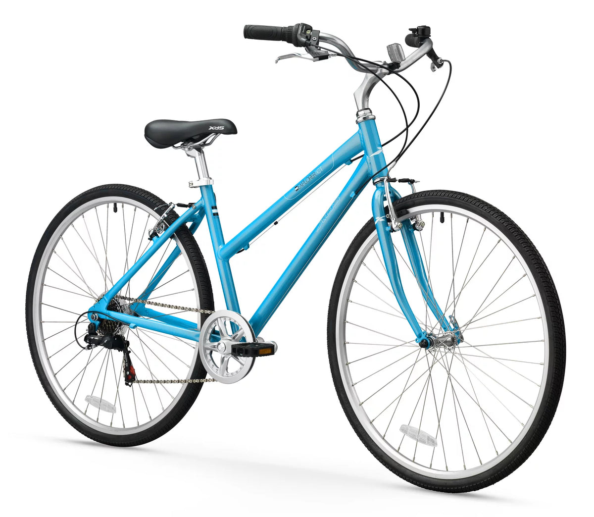 Blue Step-Through Hybrid City Commuter Bike A8285