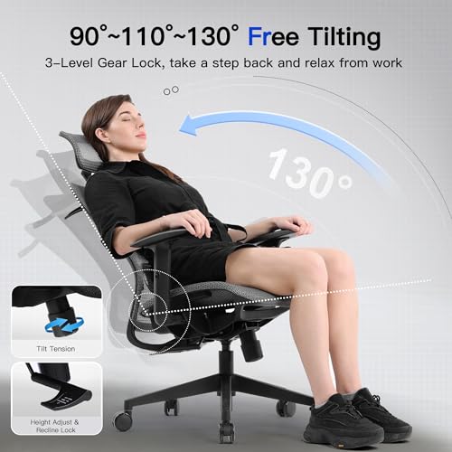 Black Ergonomic Mesh Gaming Chair with Headrest O660638