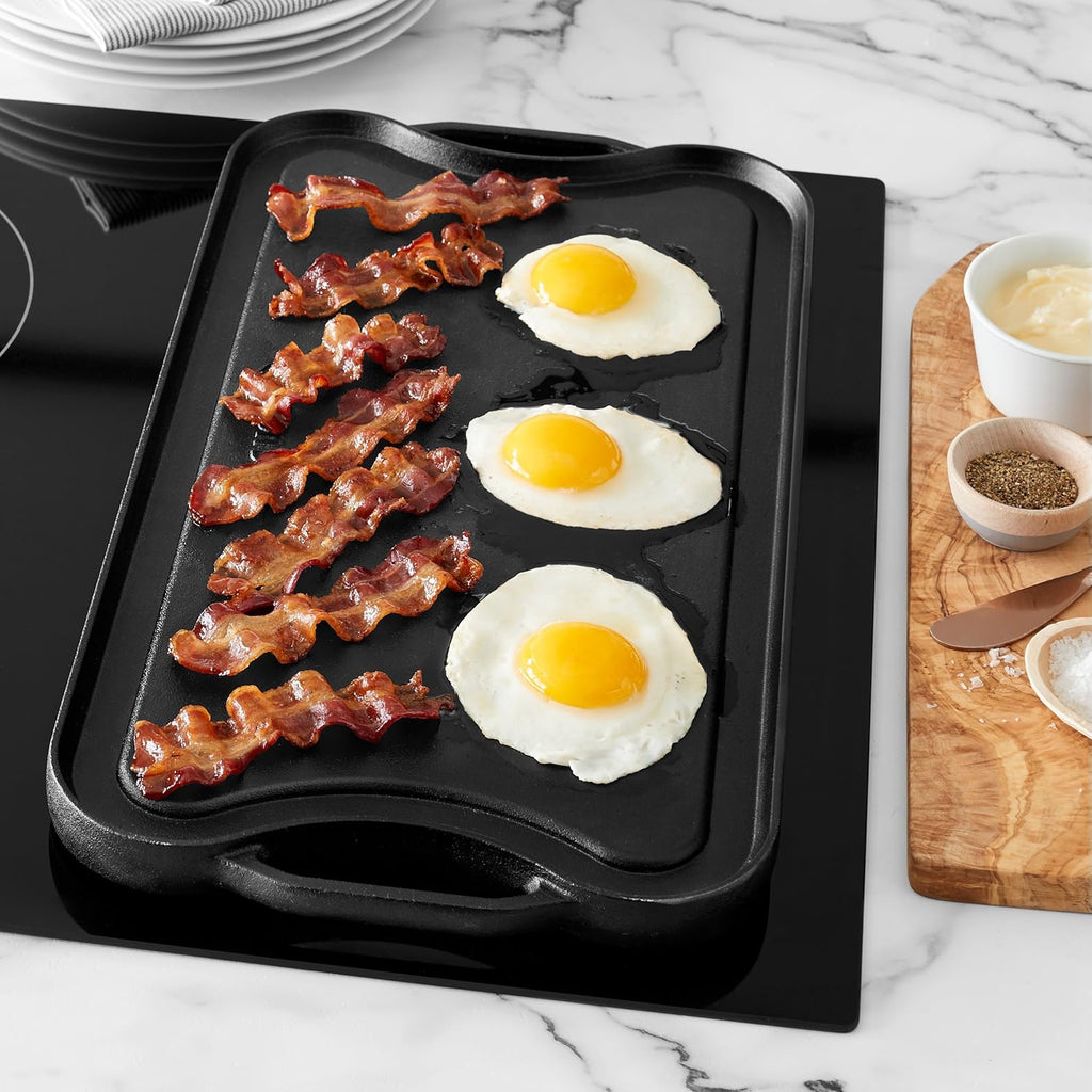 Pre-Seasoned Cast Iron Reversible Rectangular Grill Griddle, Black, 20 x 10.39 x 0.98 inch P92107
