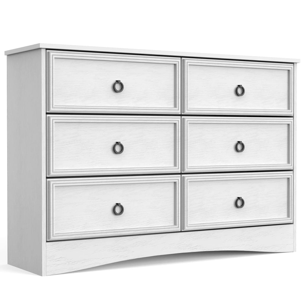 White 6 Drawer Wood Dresser G765438