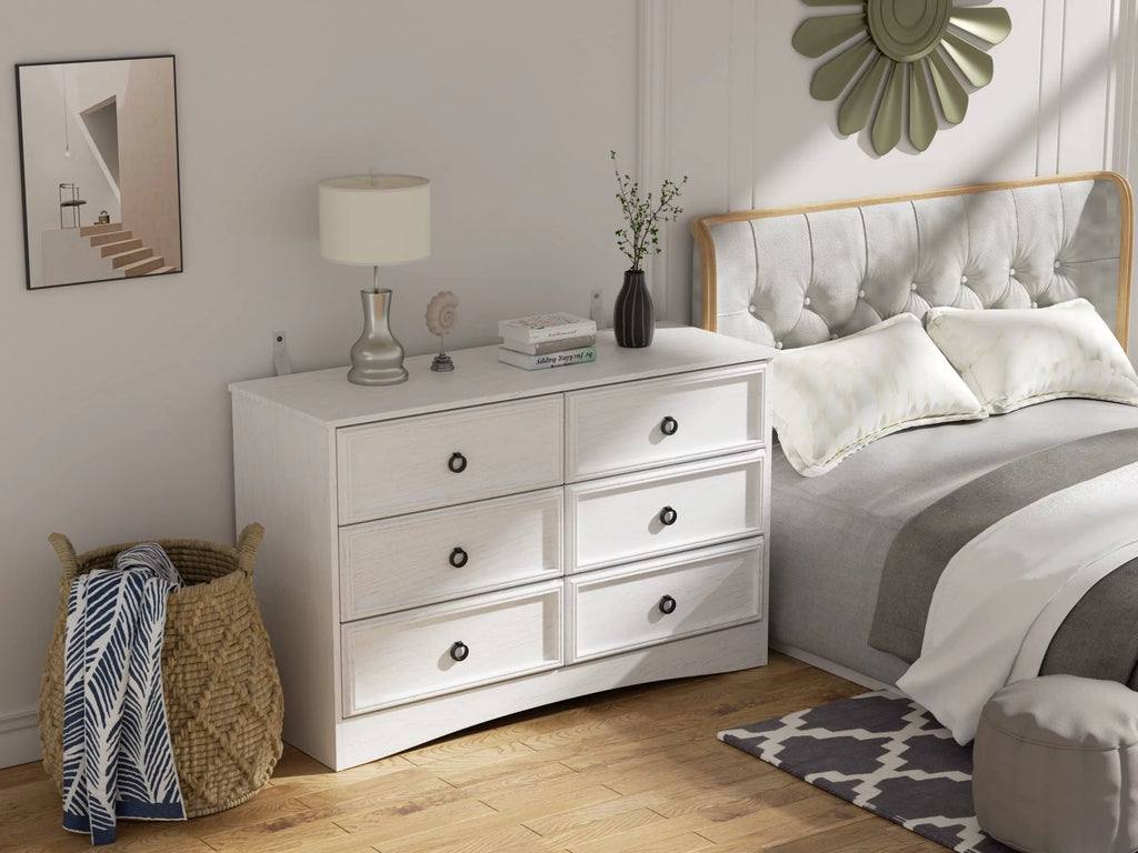 White 6 Drawer Wood Dresser G765438