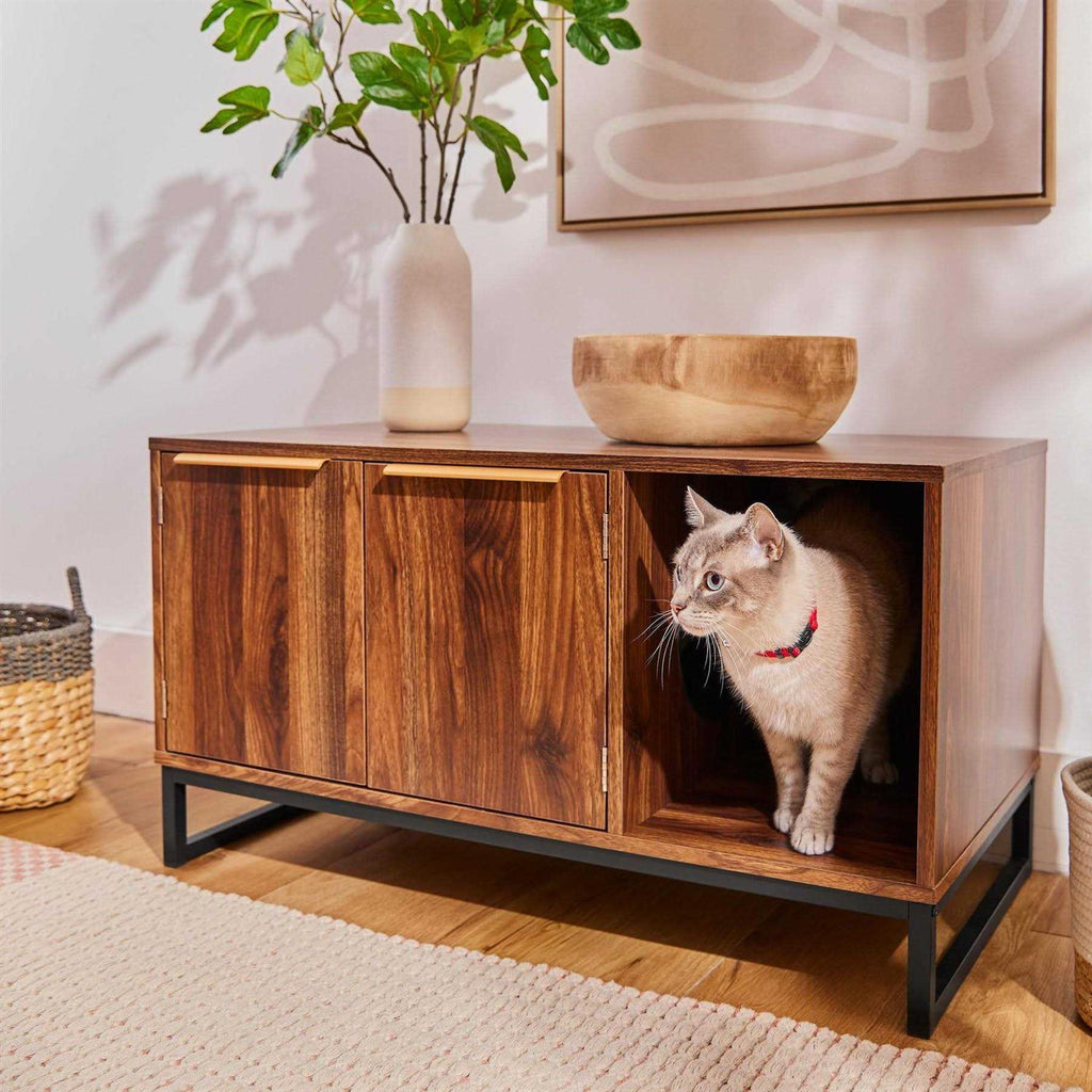 Two Door Bench Cat Litter Box Cover W608
