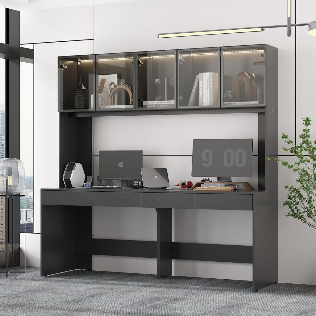 Large Office Desk with 4 Drawers Black Q193044