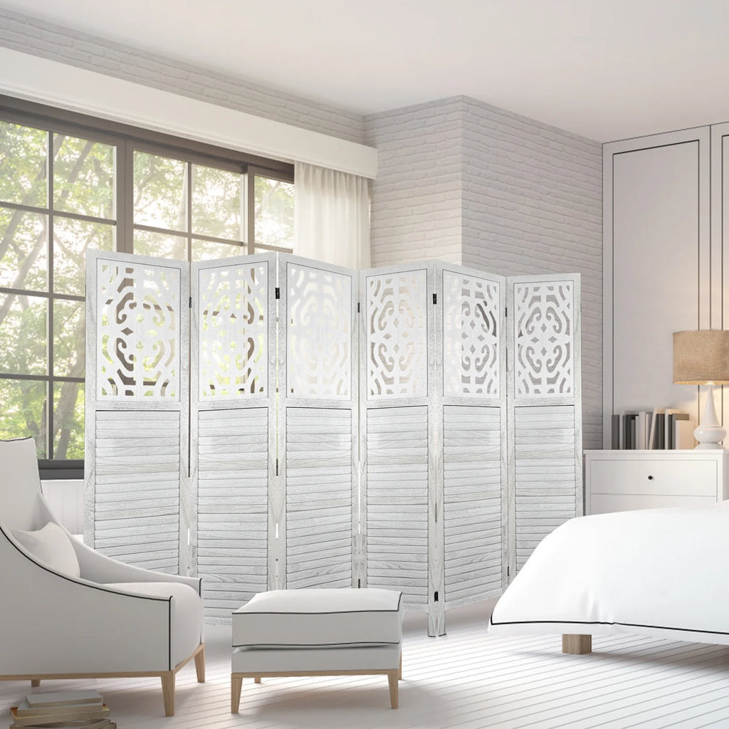 White 6 Panel Room Divider E84693