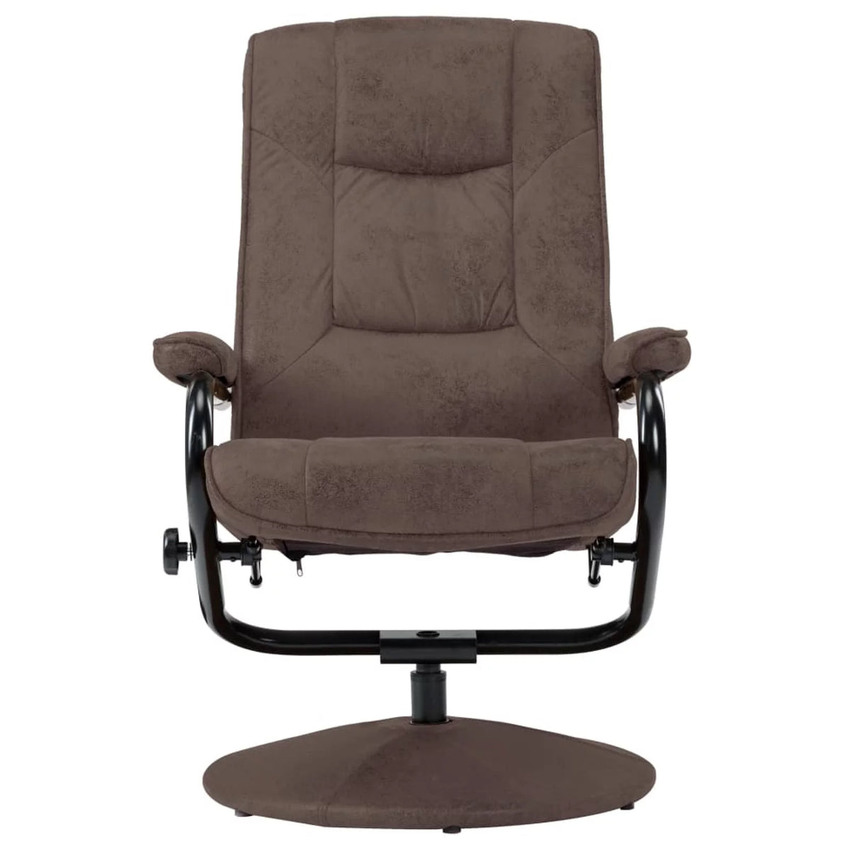Brown Faux Suede Leather Swivel Recliner with Ottoman C54839