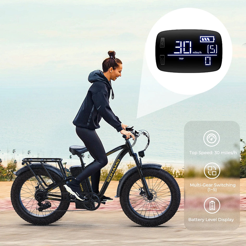 750W Fat Tire Electric Bike 26''x4'' 48V 15Ah G8741