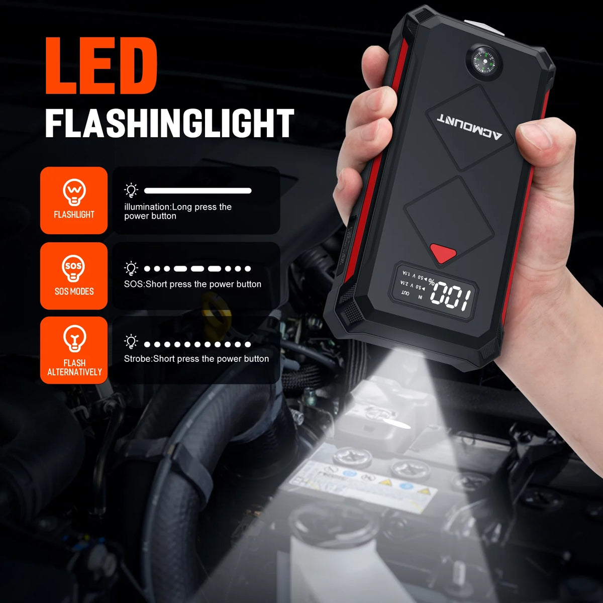 2000A 12V Portable Battery Jump Starter Box with LED Screen H7956