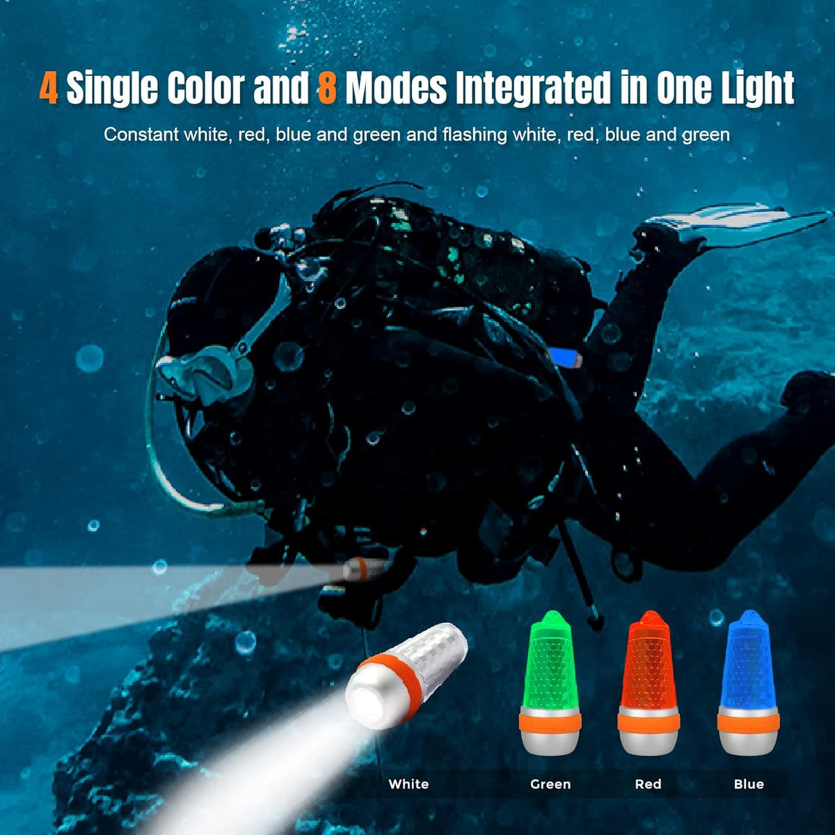 4-Color-in-1 Blue Red White Green Scuba Diving Signal Light G68036