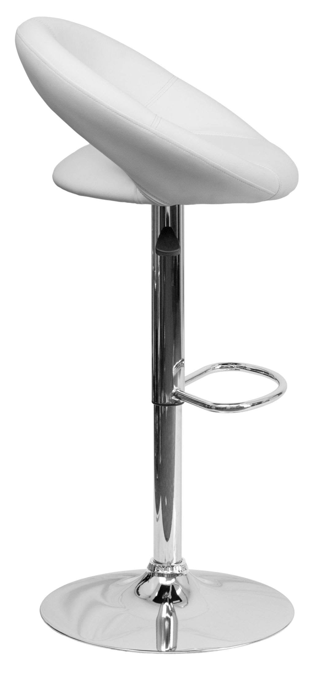 White Vinyl Adjustable Height Barstool with Chrome Base Q714