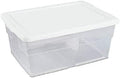 16 QT Storage Box Container with White Lids Clear Base Pack of 2 M271