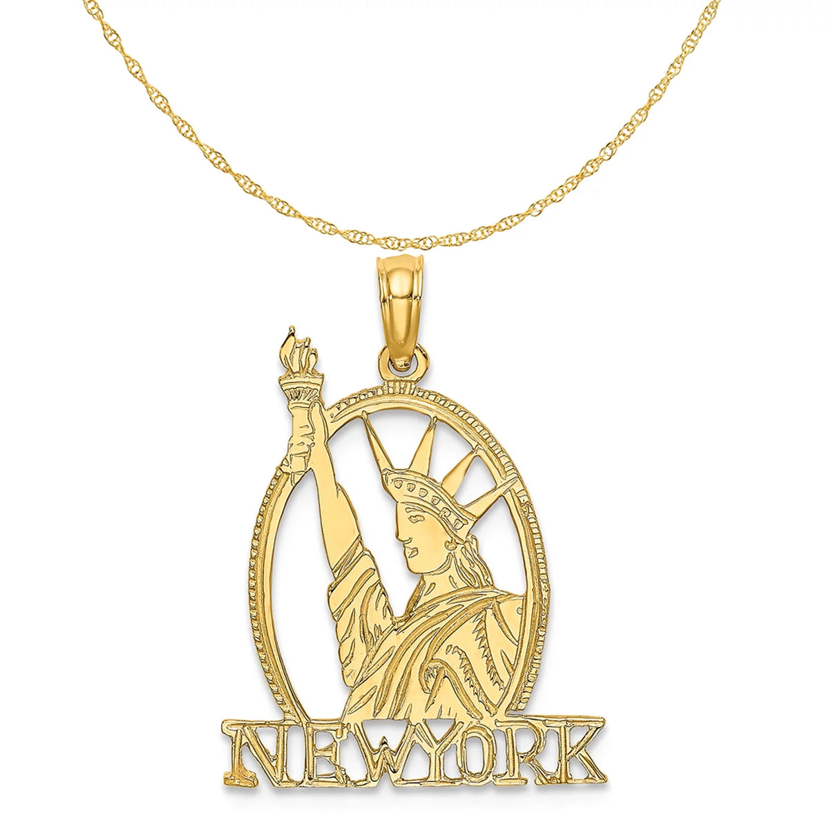 14K Yellow Gold Pendant Charm With 10K Rope Chain Necklace F810