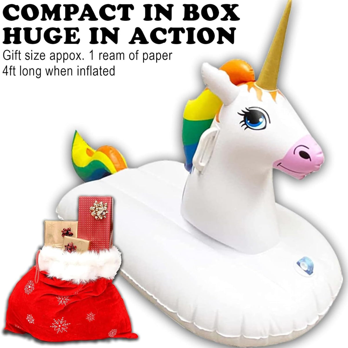 Sled Unicorn Snow Tube Inflatable 49 inches Long One Person E613