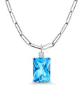 15.27 Ct Swiss Blue Topaz Sterling Silver Pendant with Chain X99561