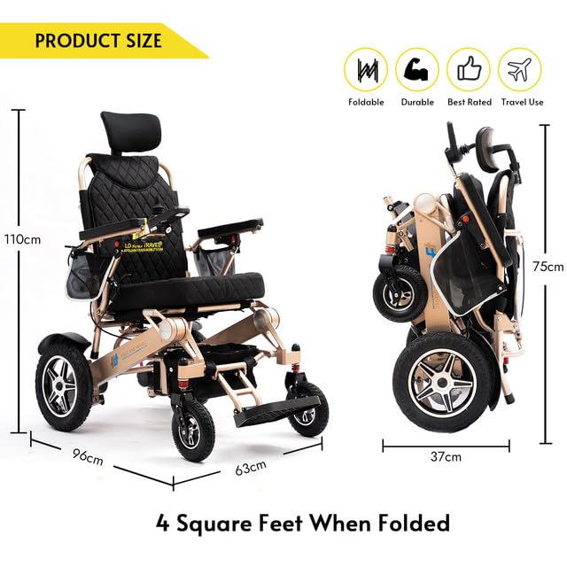 Lightweight Foldable Electric Wheelchair with Blue Seat Y3139