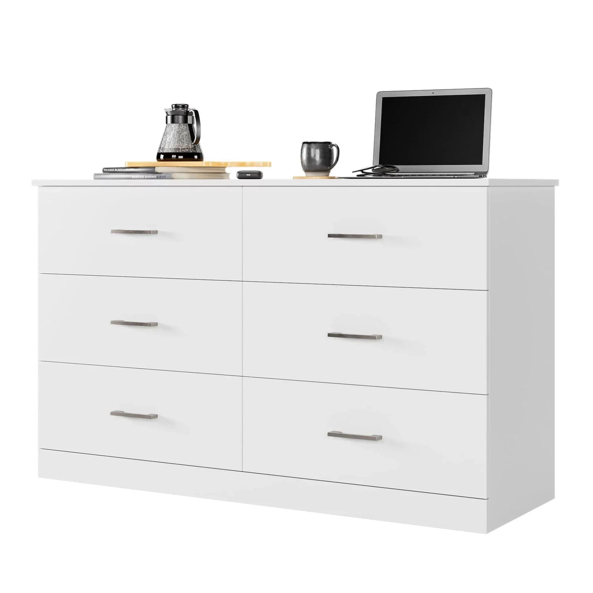 White 6 Drawer Wood Dresser M507