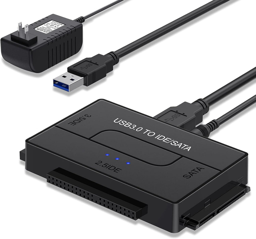 SATA IDE to USB 3.0 Adapter for 2.5 3.5-Inch HDD SSD with 12V 2A Power Supply Pack of 2 T805