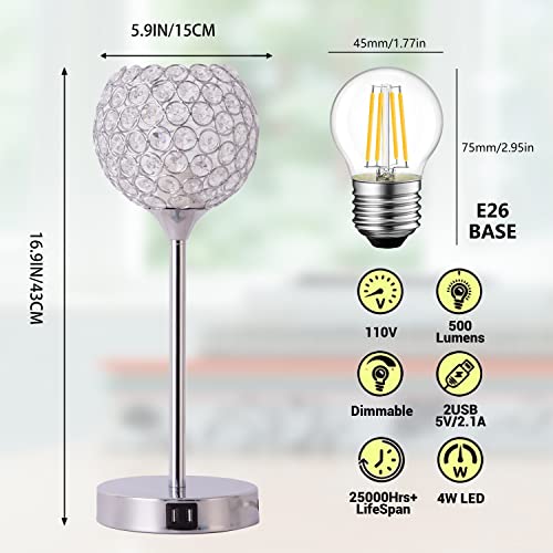 3-Way Dimmable Touch Control Table Lamp with 2 USB Charging Ports B360