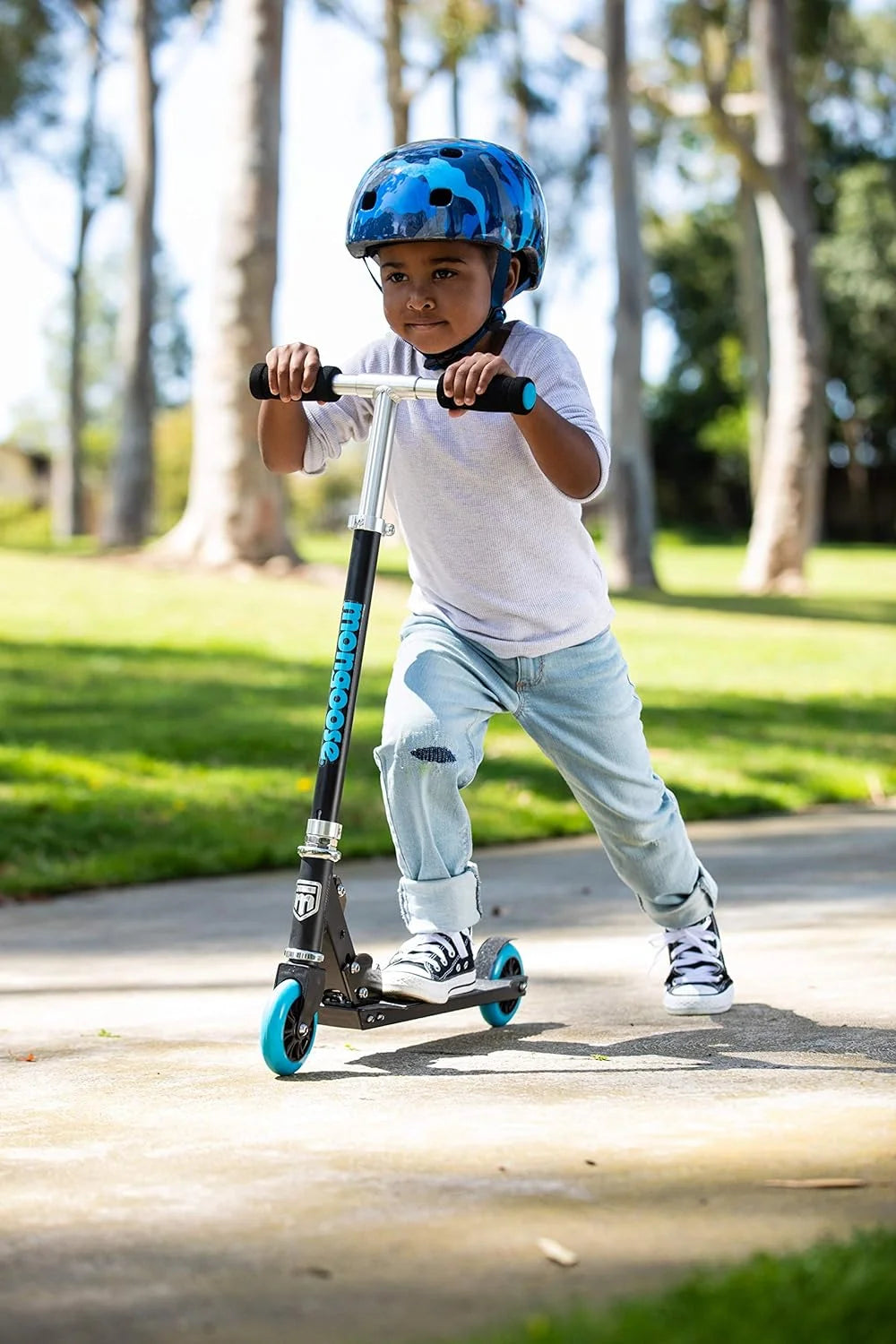 Black/Blue Youth Folding Kick Scooter N931538