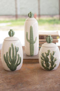 Set of 3 Ceramic Cactus Canisters K724852