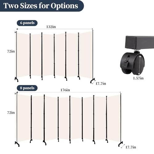 Folding Room Divider with Lockable Wheels N3688