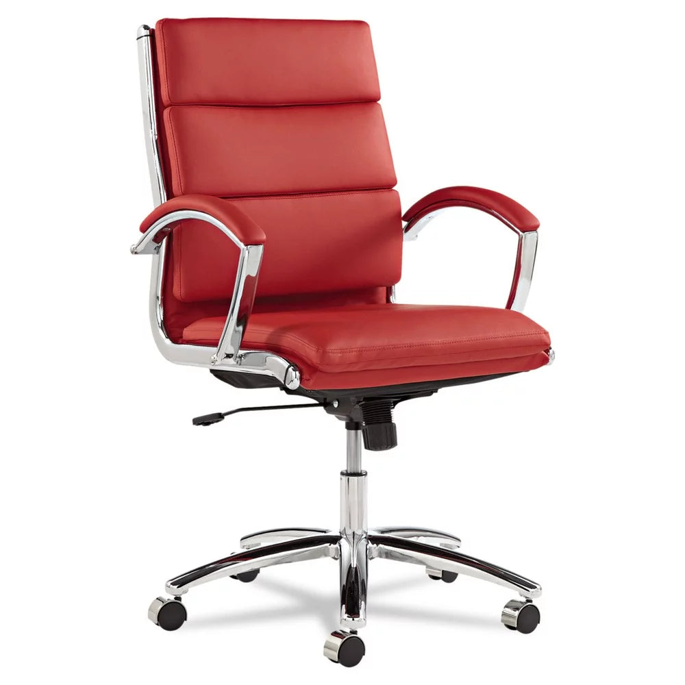 Red Faux Leather Mid-Back Chair N5598