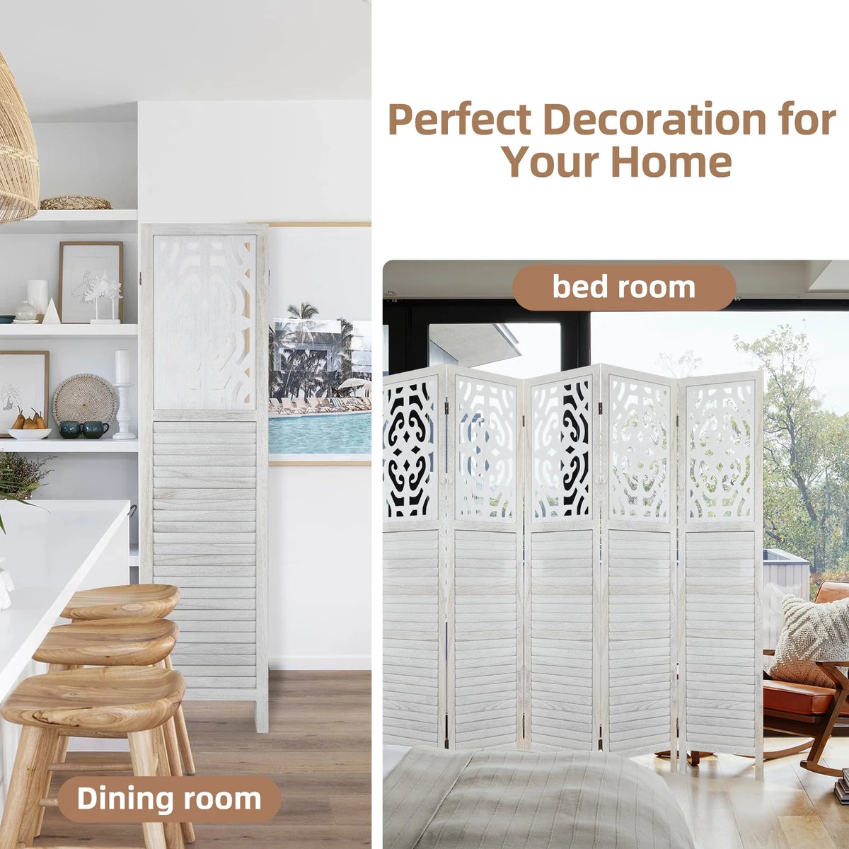 White 6 Panel Room Divider E84693