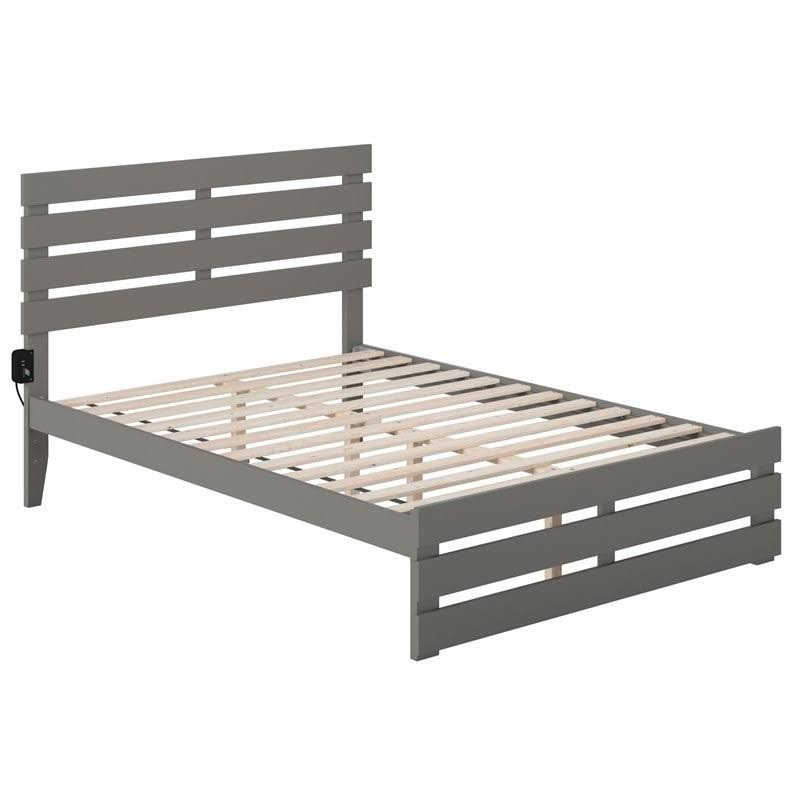 Solid Wood Full Bed with Footboard in Gray N658