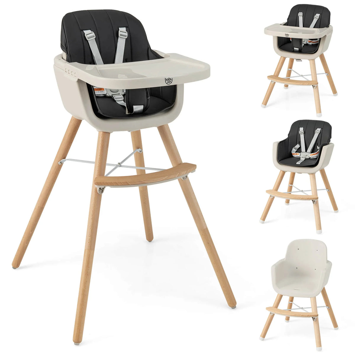 3 in 1 Convertible Wooden High Chair Beige E4319