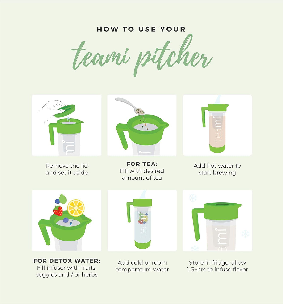 Green 60 Ounces Tea Pitcher with Lid O30516