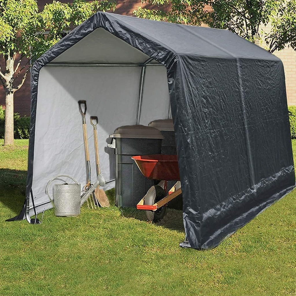 Grey 7' x 12' Heavy Duty Outdoor Storage Shelter I8591