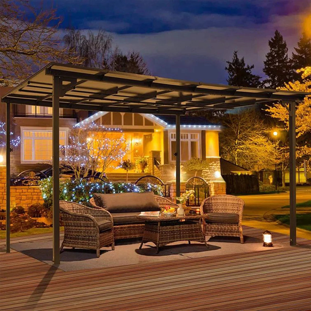 Aluminum Pergola with Canopy 10 Ft. W x 10 Ft. D R8310