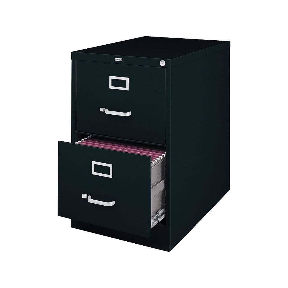 25" Deep 2 Drawer Legal Size Black File Cabinet T75239