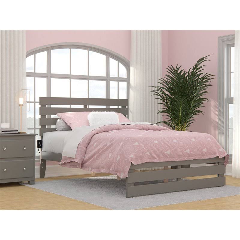 Solid Wood Full Bed with Footboard in Gray N658