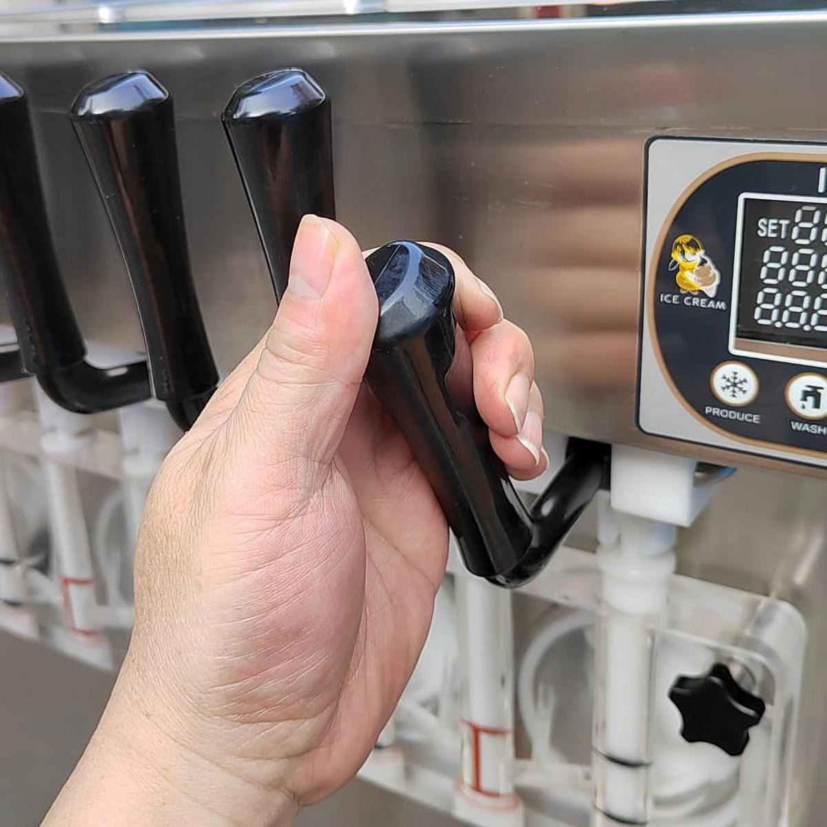 Soft Serve Ice Cream Machine with Transparent Dispenser X94701