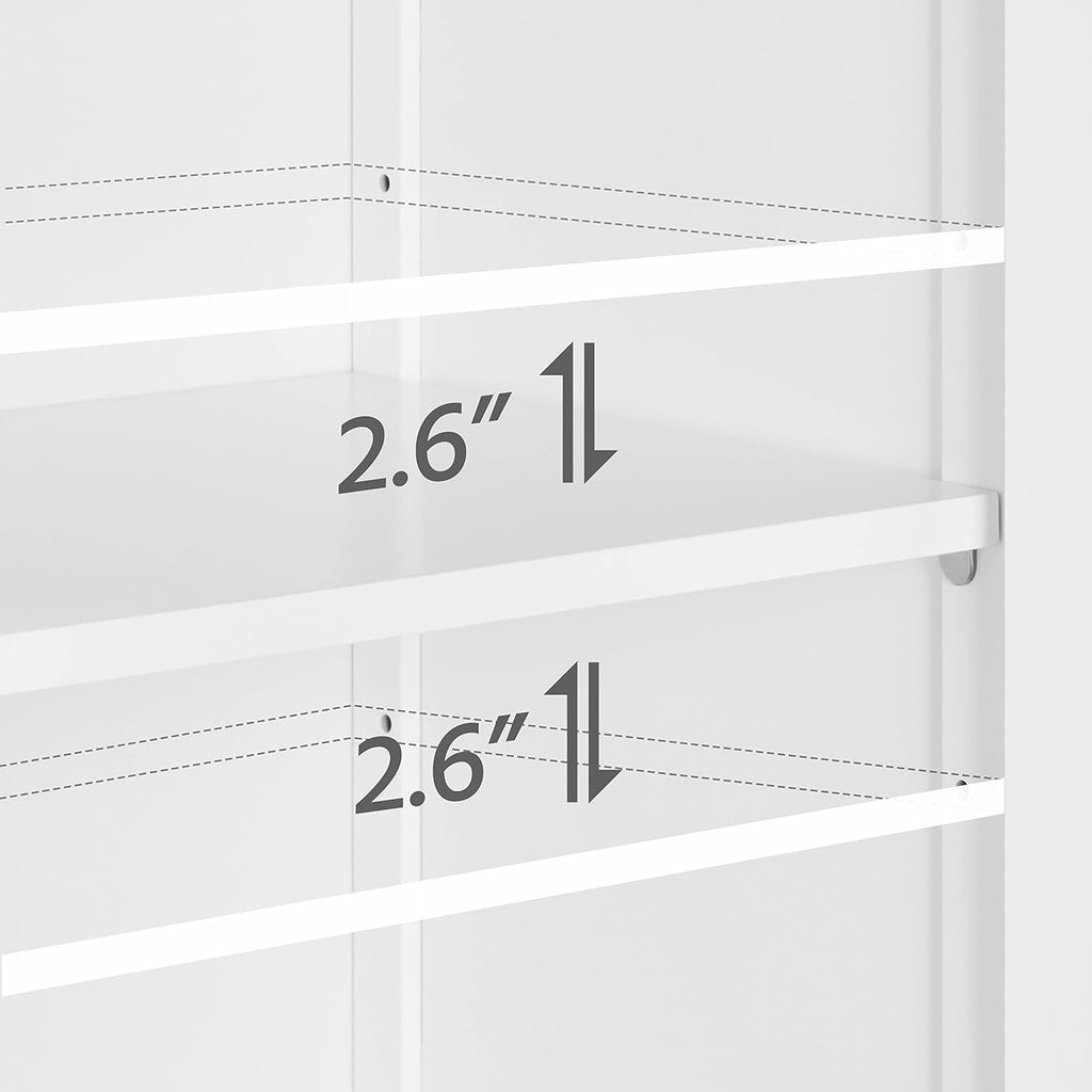 White 23.6in L x 11.8in W x 31.5in H Wooden Bathroom Cabinet with 1 Drawer 2 Doors and Adjustable Shelf M97678