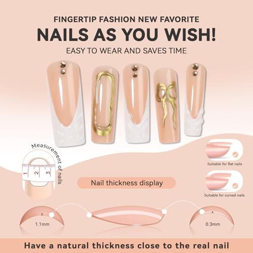 Short Square Press on Nails Set with Stickers B286418