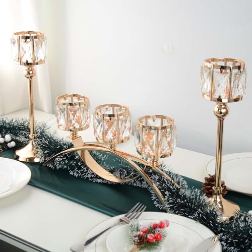 Black Set of 3 Crystal Candle Holders A156
