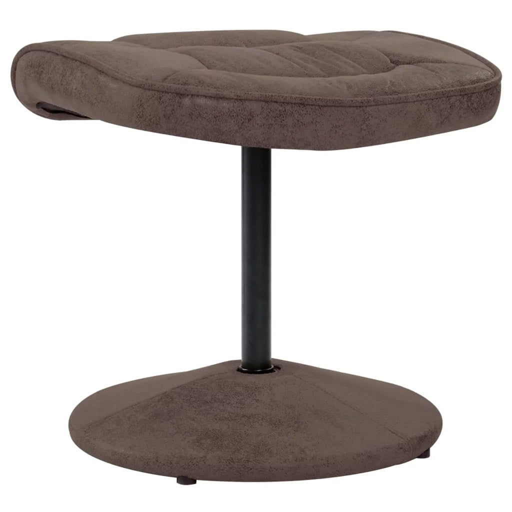 Brown Faux Suede Leather Swivel Recliner with Ottoman C54839