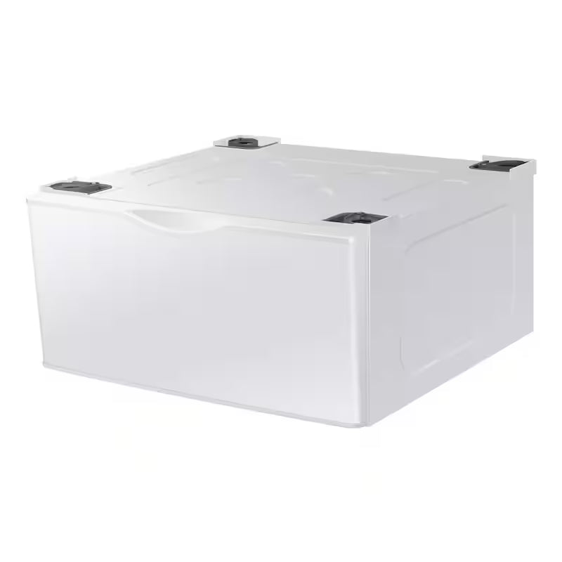 White Laundry Pedestal with Storage Drawer D16889