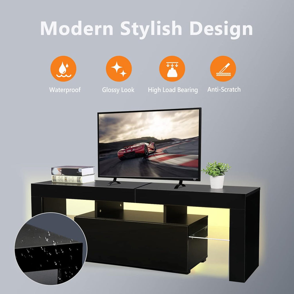 Black LED TV Stand, 51'' x 14'' x 18'' I5718