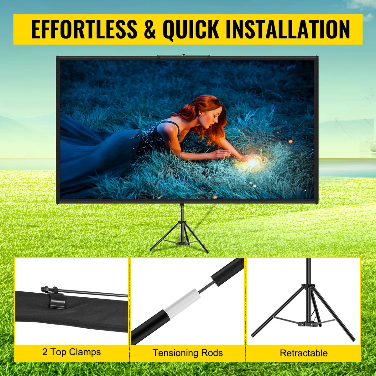 100 inch 16:9 Portable Projector Screen with Stand X1262