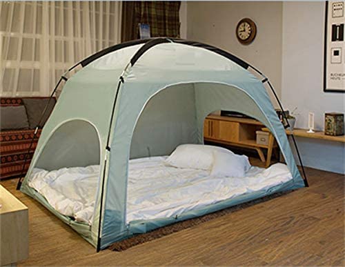 Bright Blue Privacy Tent on Bed J13952