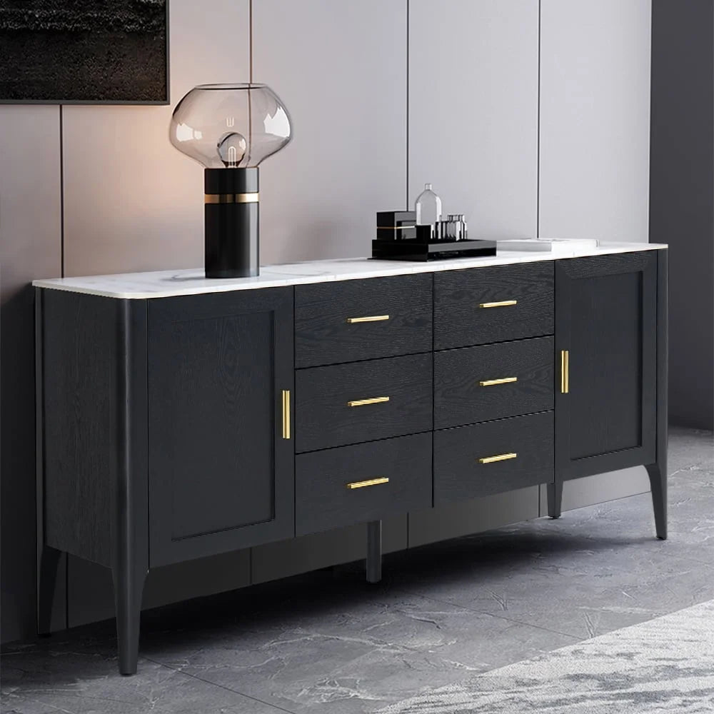 Black Sideboard Buffet with Sintered Stone Top S668274